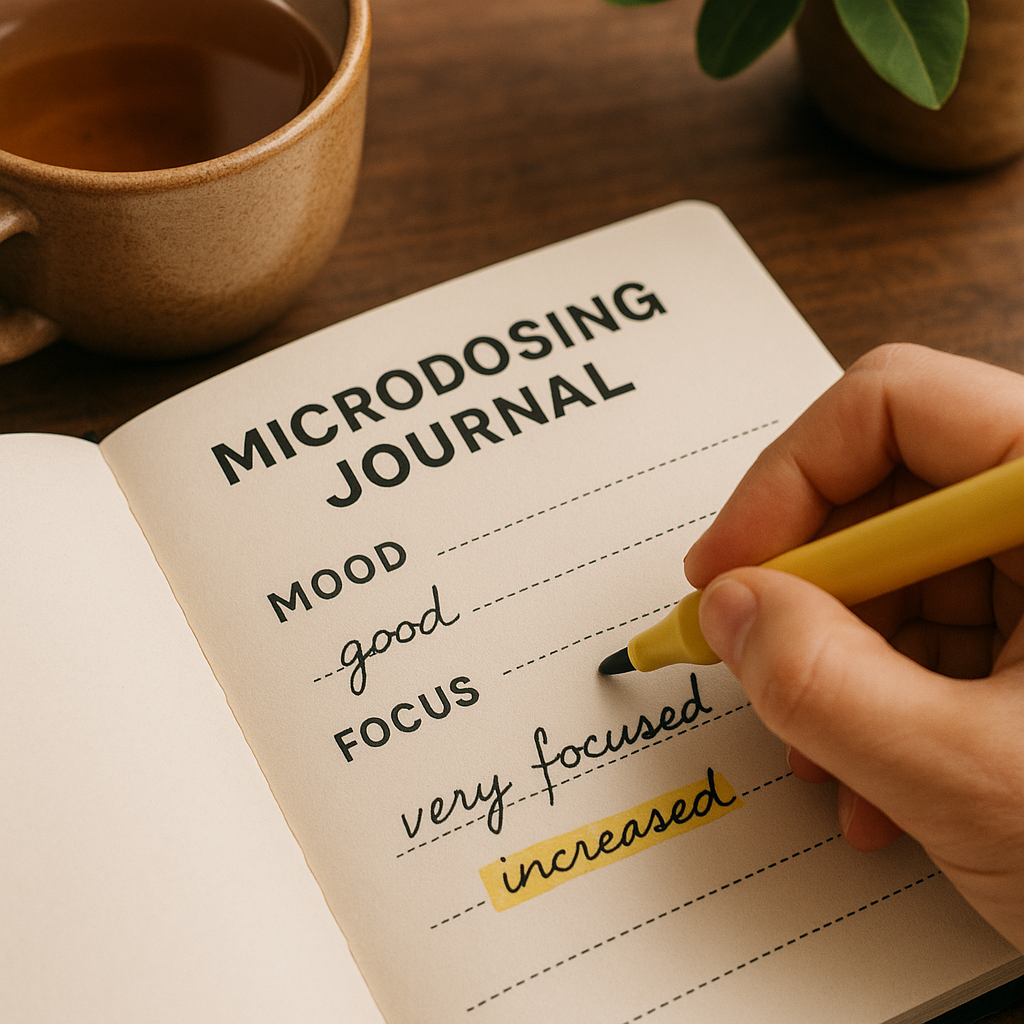 Microdosing journal entries to track mental wellness