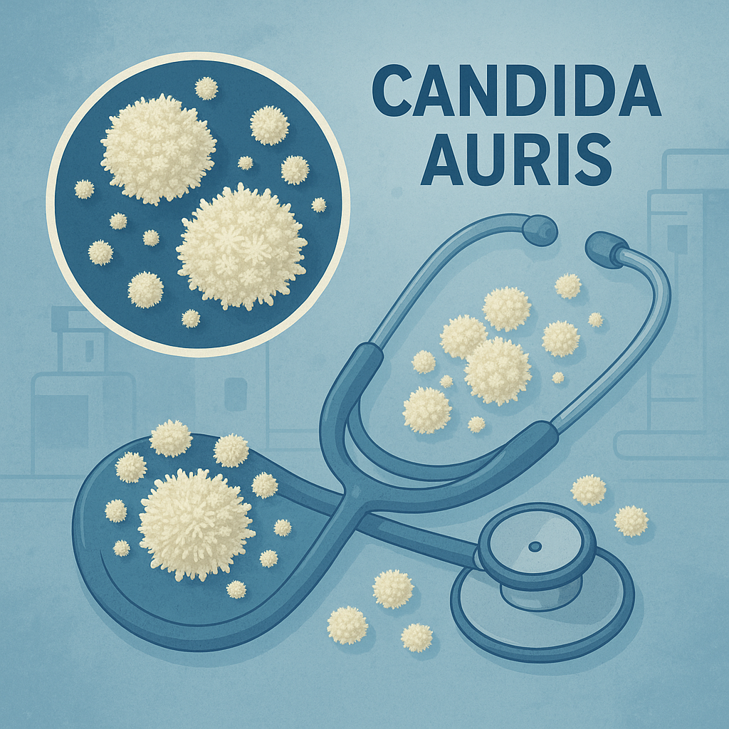 Candida auris fungus, seen close-up