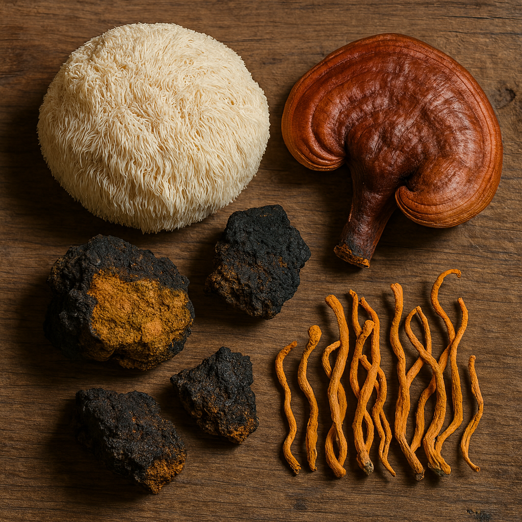 array lion’s mane reishi chaga cordyceps mushrooms brain health