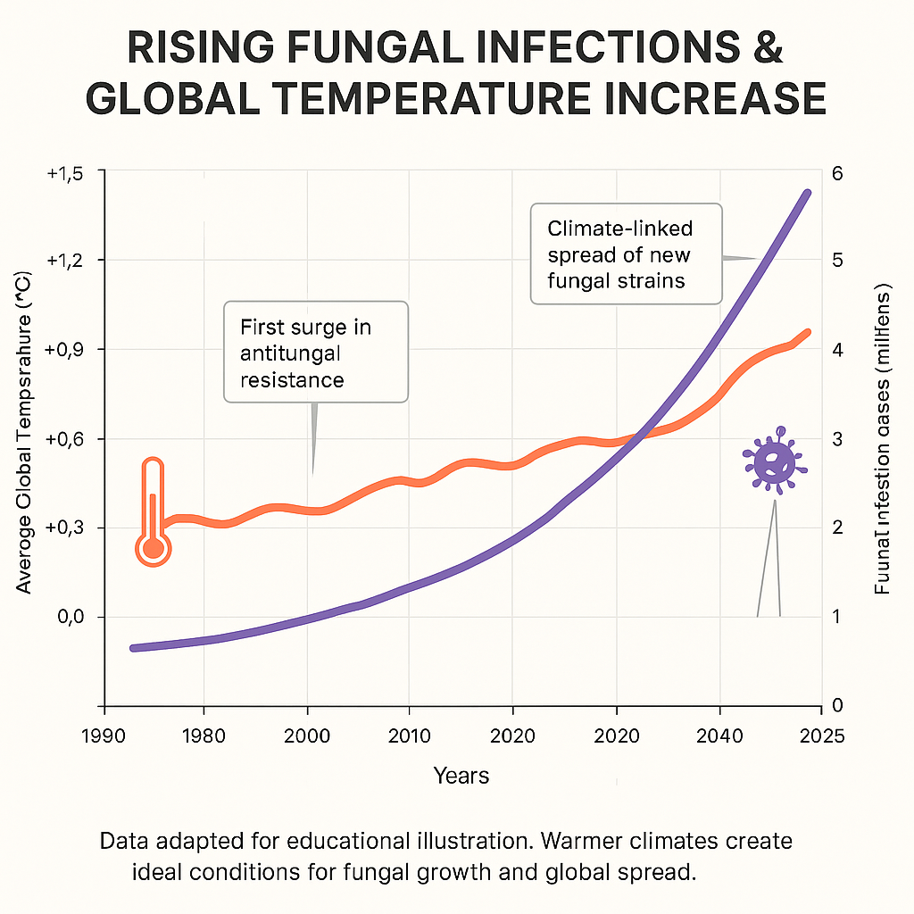 Fungal illness rates versus global temperatures