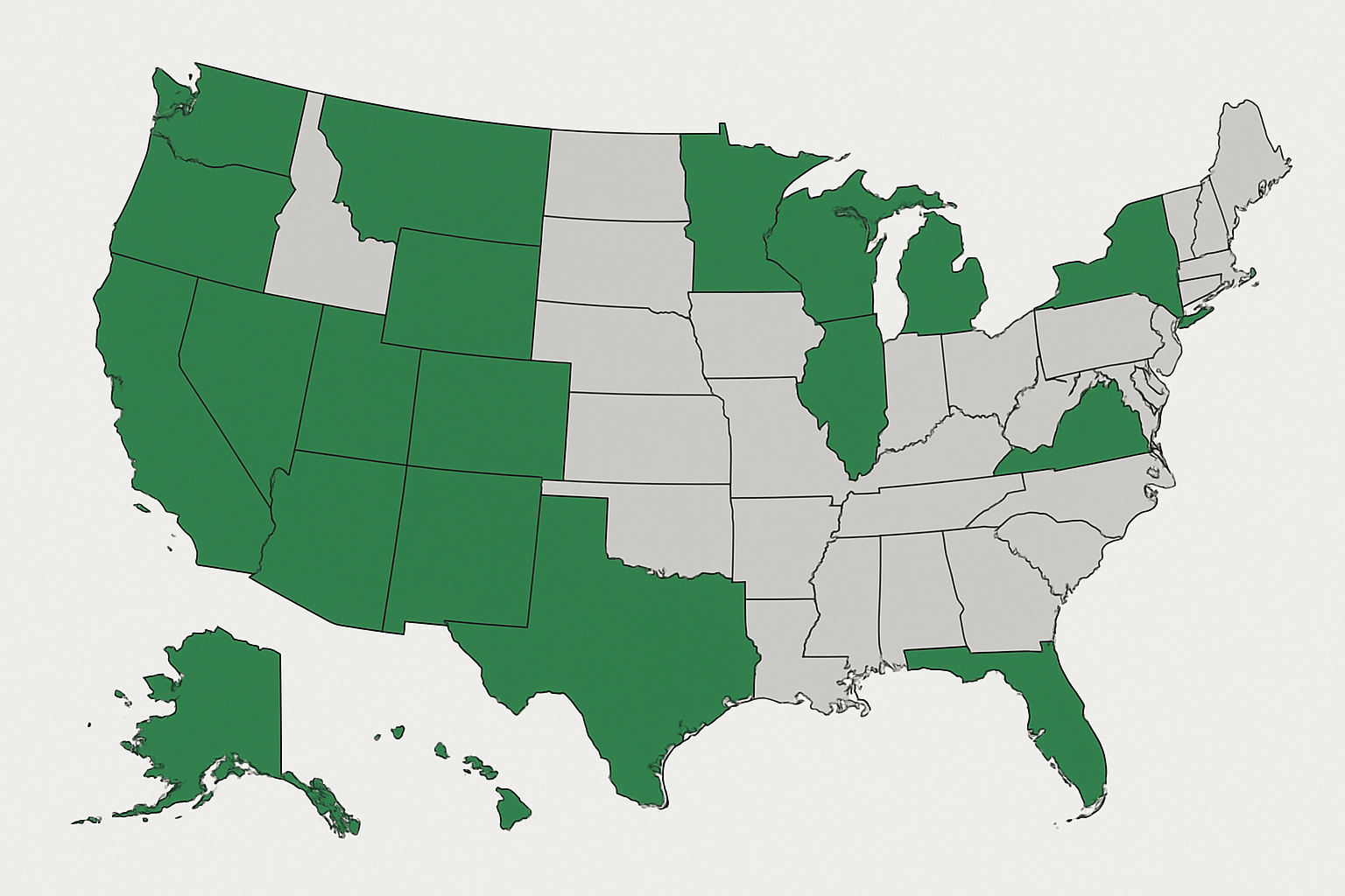 Map with green states