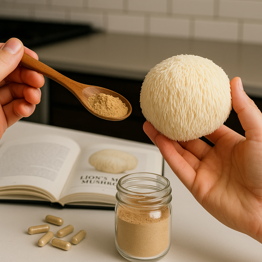 lion’s mane mushroom supplement capsules powder cognitive function