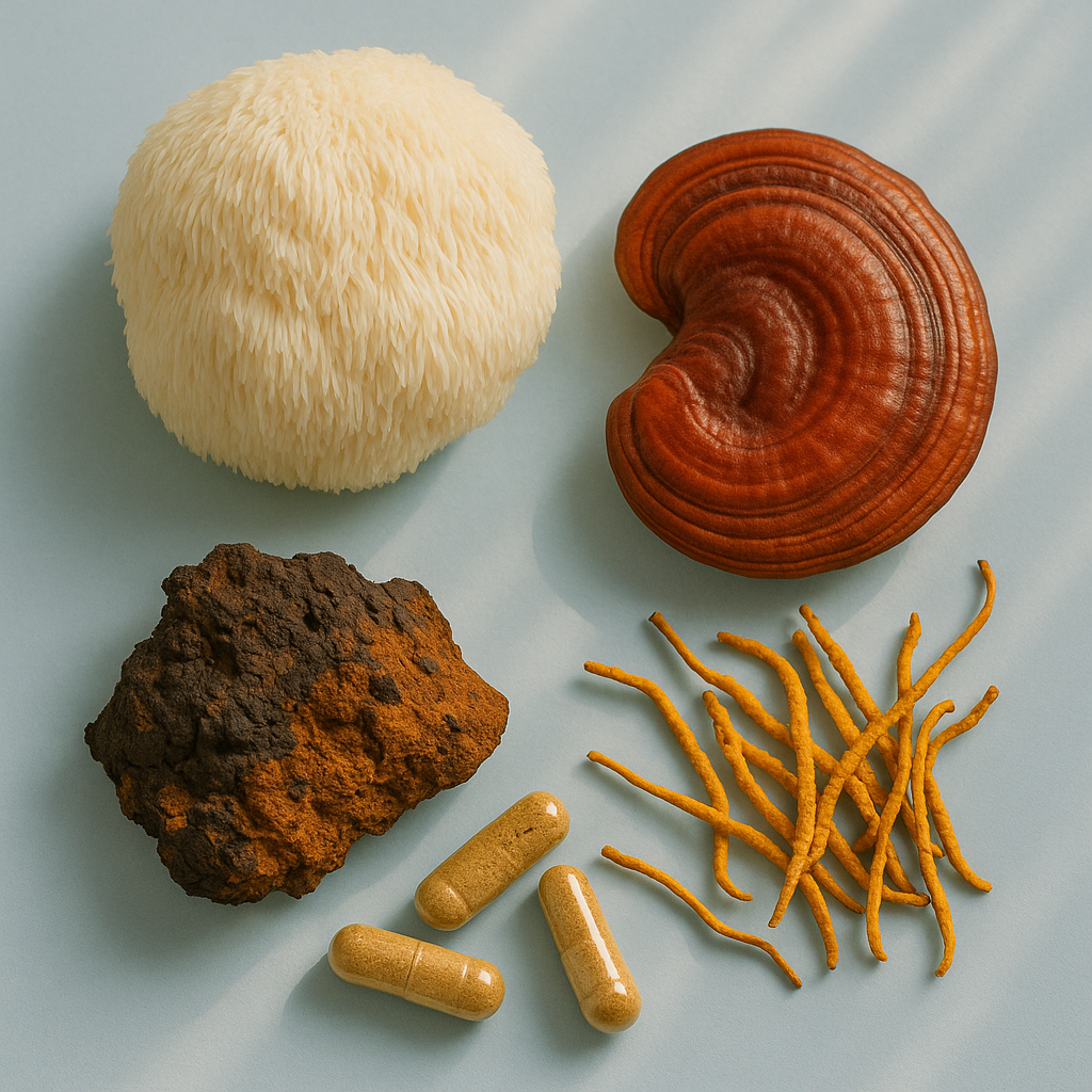 lion’s mane reishi chaga cordyceps stress relief adaptogenic