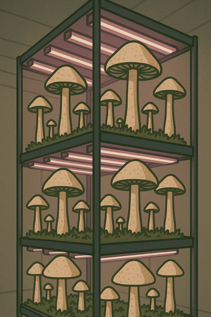 Workers in vertical farm