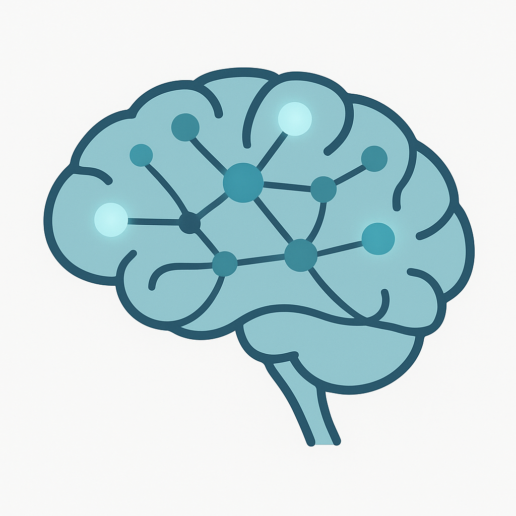 Simplified brain illustration showing neural network connectivity pathways