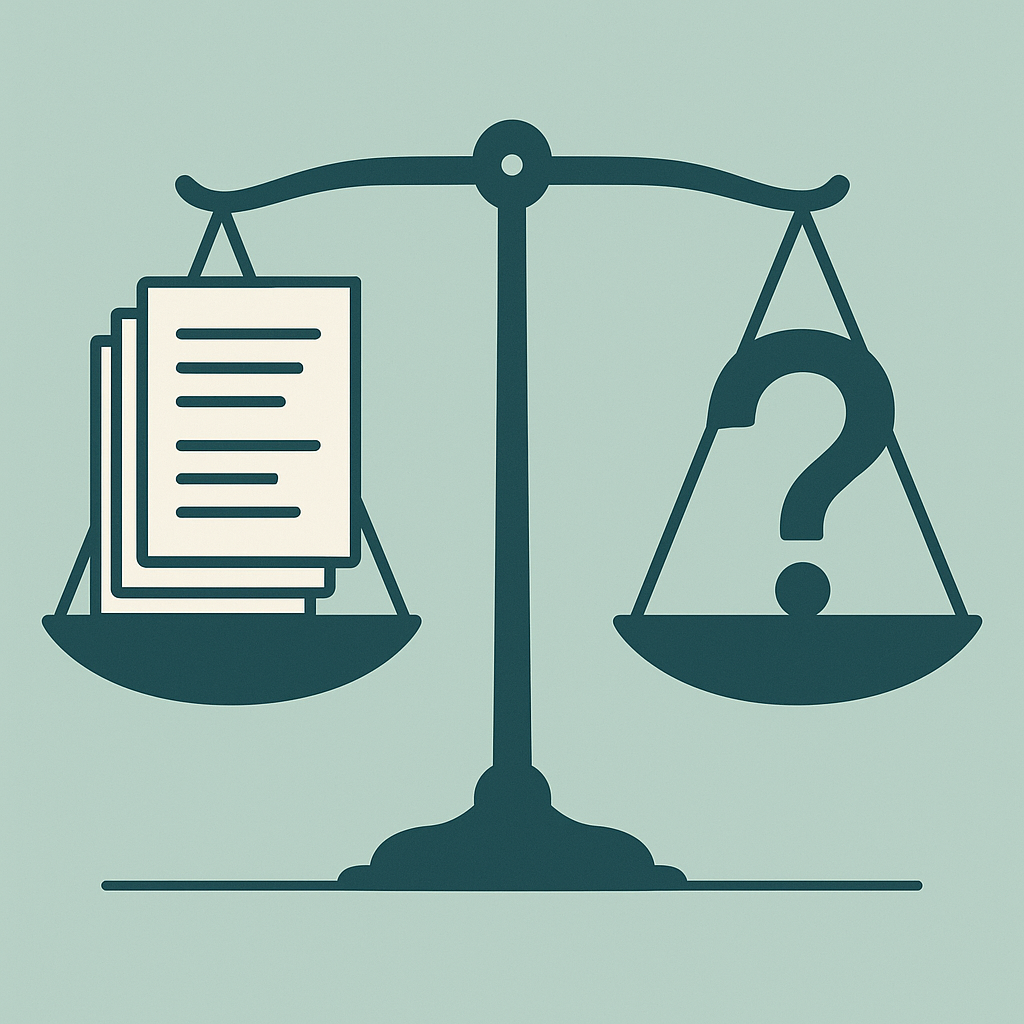 Balance scale illustration showing evidence evaluation concept