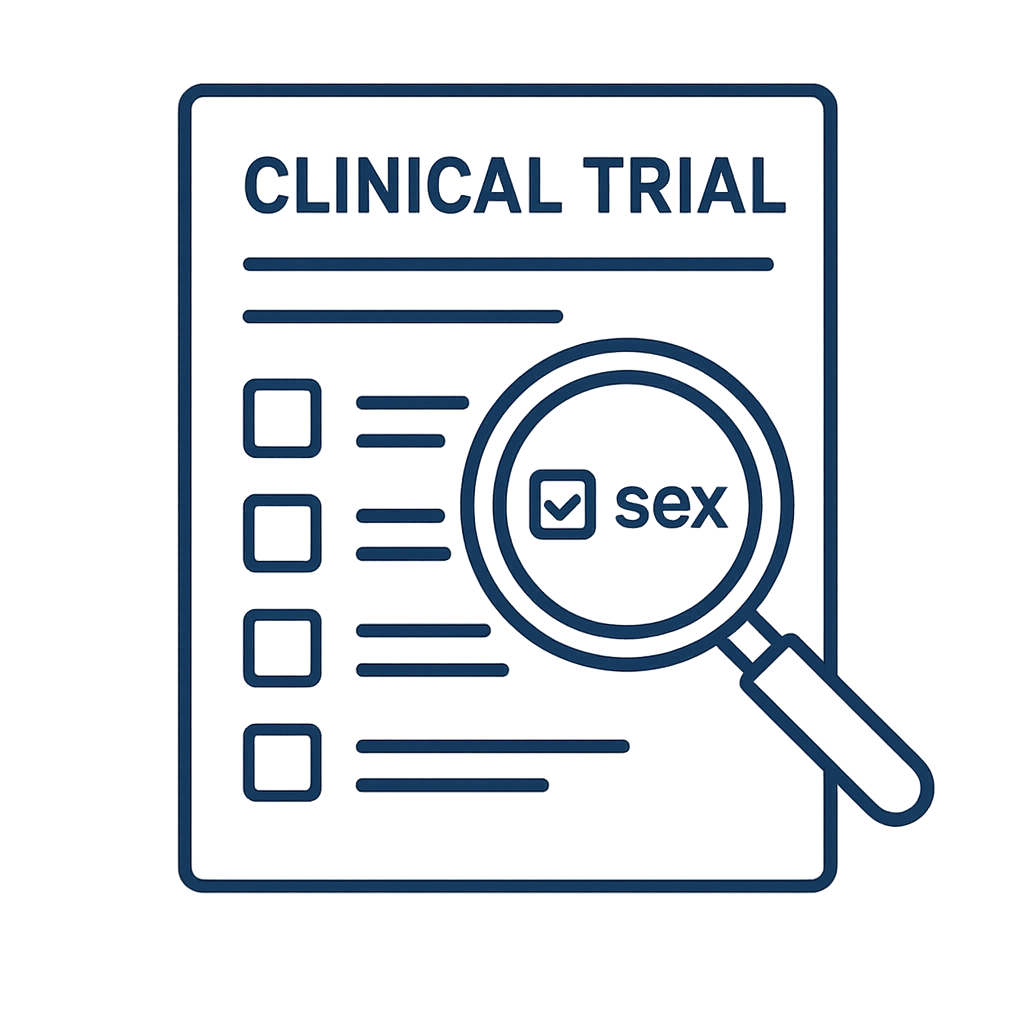 Illustration of clinical trial form with sex variable highlighted