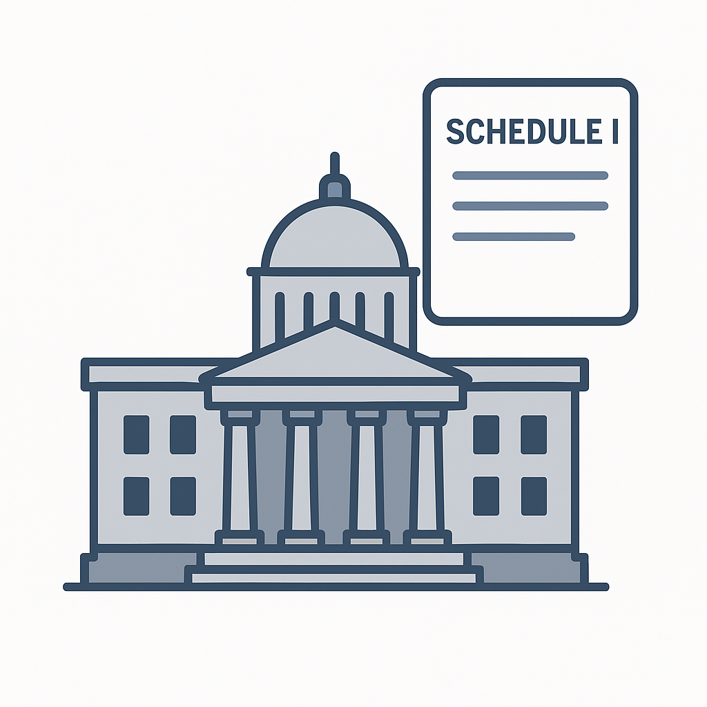Government building illustration representing federal drug scheduling policy